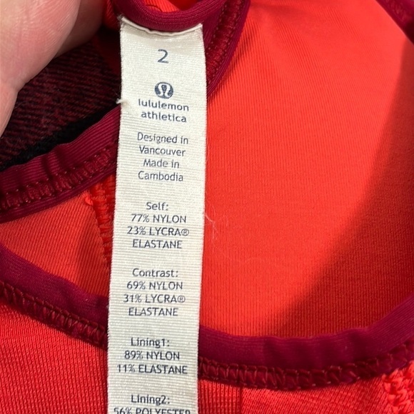 Lululemon Sweaty or Not Bra II Women's 2 Alarming Cranberry Coral Red Strappy - Picture 3 of 13